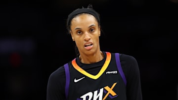 Aug 10, 2025; Phoenix, Arizona, USA; Phoenix Mercury forward DeWanna Bonner (14) against the Atlanta Dream at PHX Arena. Mandatory Credit: Mark J. Rebilas-Imagn Images
