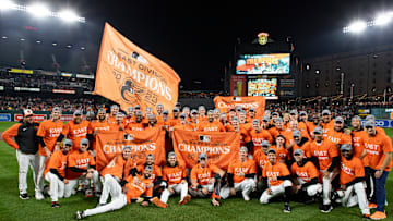 Boston Red Sox v Baltimore Orioles: The Baltimore Orioles pose after winning the AL East title
