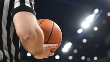 Mar 3, 2018; Chicago, IL, USA; A general stock view of a referee holding a basketball during a game between the DePaul Blue Demons and the Xavier Musketeers at the Wintrust Arena. The Musketeers won 65-62. Mandatory Credit: Patrick Gorski-Imagn Images
