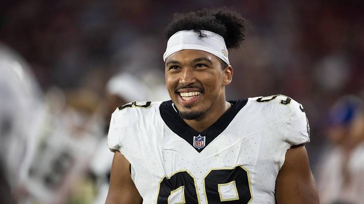 Aug 10, 2024; Glendale, Arizona, USA; New Orleans Saints  defensive end Payton Turner (98) against the Arizona Cardinals during a preseason NFL game at State Farm Stadium. Mandatory Credit: Mark J. Rebilas-Imagn Images