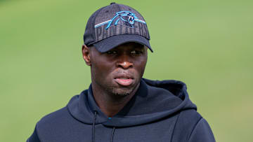Carolina Panthers defensive coordinator Ejiro Evero