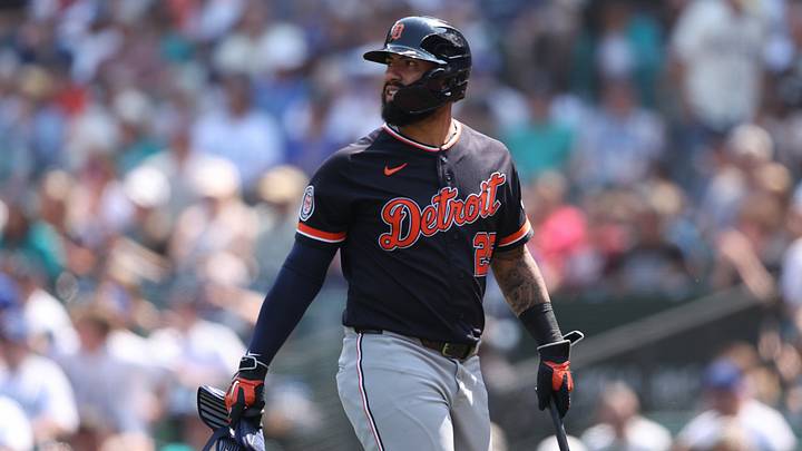 Seattle, Washington, USA; Detroit Tigers second baseman Gleyber Torres (25) looks on after striking out in the fourth inning against the Seattle Mariners at T-Mobile Park. Mandatory Credit: Kevin Ng-Imagn Images