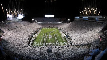 Fireworks go off overhead prior to the game between the Minnesota Golden Gophers and the Penn State Nittany Lions at Beaver Stadium. 