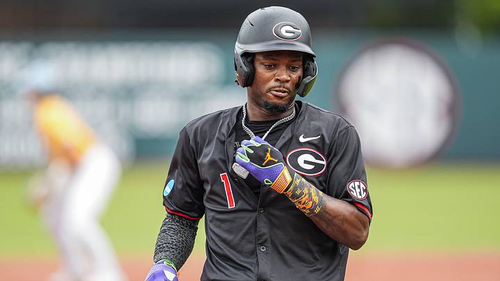 May 29, 2026; Athens, GA, USA; Georgia Bulldogs infielder Tre Phelps (1) runs to third base against the LIU Sharks at Foley Field. Mandatory Credit: Dale Zanine-Imagn Images