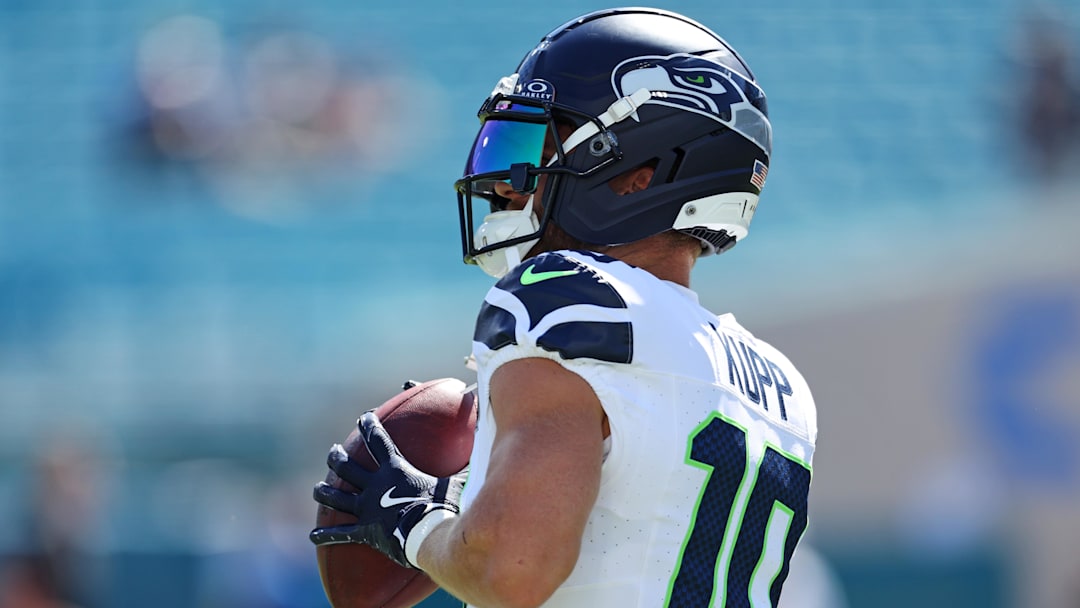 Seattle Seahawks wide receiver Cooper Kupp warms up before the game against the Jacksonville Jaguars at EverBank Stadium. Seattle Seahawks wide receiver Cooper Kupp warms up before the game against the Jacksonville Jaguars at EverBank Stadium.