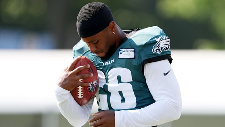 Former Penn State football and current Philadelphia Eagles running back Saquon Barkley