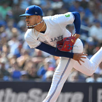 Toronto Blue Jays starting pitcher Jose Berrios (17) delivers a pitch against the St. Louis Cardinals in the second inning at Rogers Centre on Sept 14.