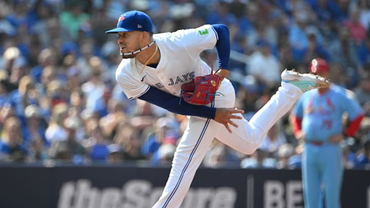 Toronto Blue Jays starting pitcher Jose Berrios (17) delivers a pitch against the St. Louis Cardinals in the second inning at Rogers Centre on Sept 14.