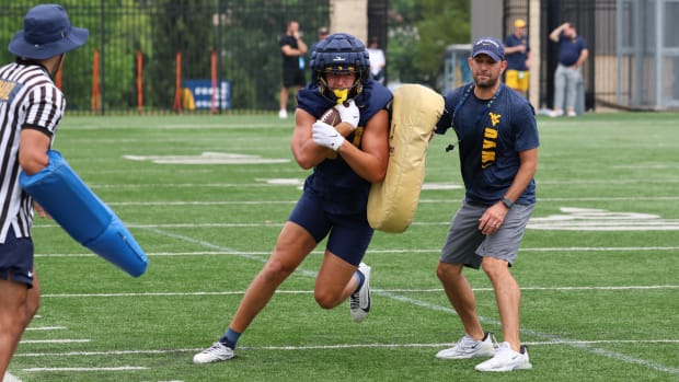 West Virginia University tight end Kole Taylor