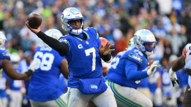 Seattle Seahawks quarterback Geno Smith throws against the Cleveland Browns.