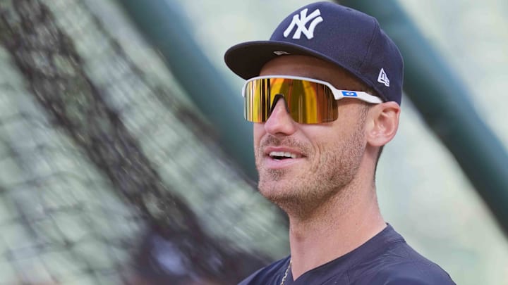 Apr 28, 2025; Baltimore, Maryland, USA; New York Yankees outfielder Cody Bellinger (35) during batting practice prior to the game against the Baltimore Orioles at Oriole Park at Camden Yards Apr 28, 2025; Baltimore, Maryland, USA; New York Yankees outfielder Cody Bellinger (35) during batting practice prior to the game against the Baltimore Orioles at Oriole Park at Camden Yards