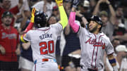 Atlanta Braves designated hitter Marcell Ozuna hit a pair of home runs against the San Diego Padres on Friday night.