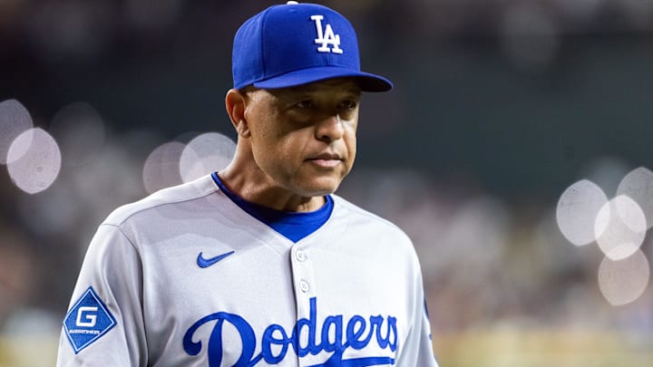 Sep 23, 2025; Phoenix, Arizona, USA; Los Angeles Dodgers manager Dave Roberts against the Arizona Diamondbacks at Chase Field. 