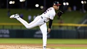 Nov 9, 2025; Mesa, AZ, USA; Houston Astros pitcher Anderson Brito during the Arizona Fall League Fall Stars Game at Sloan Park.