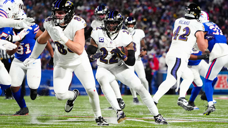 The Baltimore Ravens and star running back Derrick Henry have agreed to a two-year contract extension. | Gregory Fisher-Imagn Images