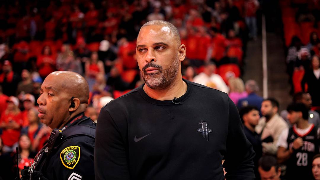 May 1, 2026; Houston, Texas, USA; Houston Rockets head coach Ime Udoka prior to game six of the first round of the 2026 NBA Playoffs against the Los Angeles Lakers at Toyota Center. Mandatory Credit: Erik Williams-Imagn Images May 1, 2026; Houston, Texas, USA; Houston Rockets head coach Ime Udoka prior to game six of the first round of the 2026 NBA Playoffs against the Los Angeles Lakers at Toyota Center. Mandatory Credit: Erik Williams-Imagn Images