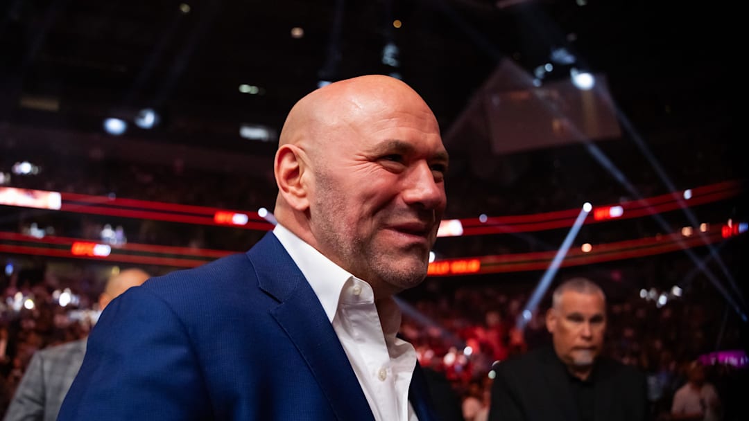Apr 13, 2024; Las Vegas, Nevada, USA; UFC president Dana White in attendance during UFC 300 at T-Mobile Arena. Mandatory Credit: Mark J. Rebilas-Imagn Images