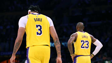 Lakers' franchise superstars Anthony Davis and LeBron James (pictured) versus Minnesota