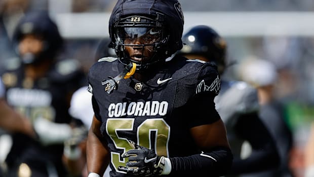 Colorado Buffaloes linebacker Reginald Hughes (50) during the spring game at Folsom Field.