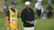 Scottie Scheffler's regular caddie Ted Scott had to return home Saturday night and is not on the bag for the final round at the FedEx Cup playoff opener.