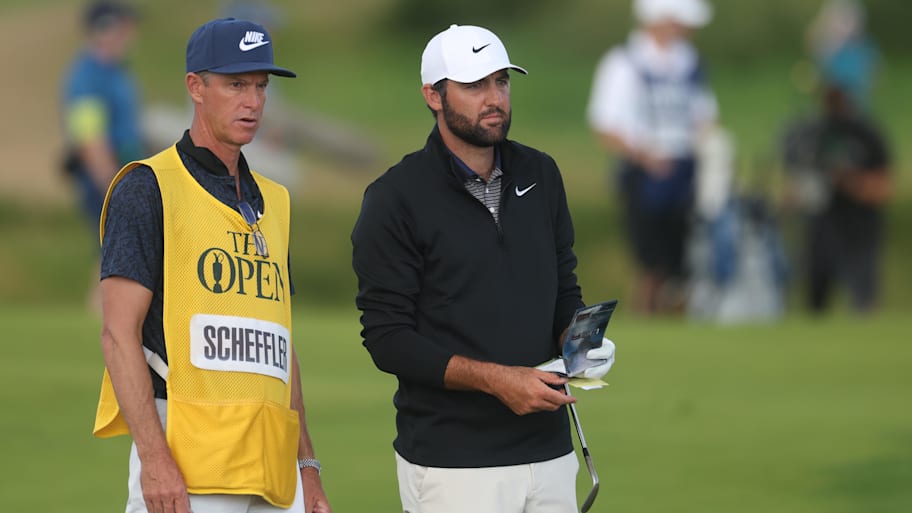 Scottie Scheffler's regular caddie Ted Scott had to return home Saturday night and is not on the bag for the final round at the FedEx Cup playoff opener. | Mike Frey-Imagn Images