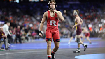 Dylan Shawver of Rutgers wrestles