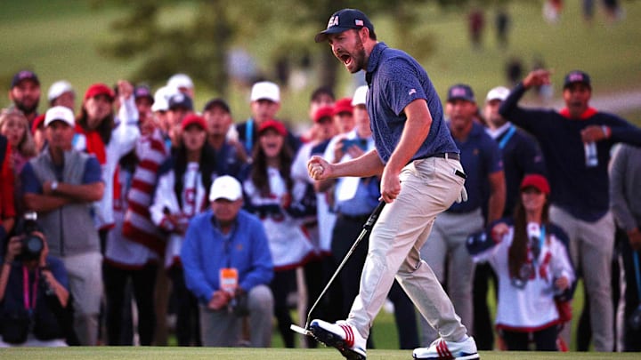Patrick Cantlay's birdie at 18 in Saturday's final match gave the U.S. a sizeable lead going to Sunday at the Presidents Cup. Patrick Cantlay's birdie at 18 in Saturday's final match gave the U.S. a sizeable lead going to Sunday at the Presidents Cup.