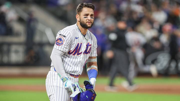 May 13, 2026; New York City, New York, USA;  New York Mets shortstop Bo Bichette (19) reacts after making the last out in the fifth inning against the Detroit Tigers at Citi Field. Mandatory Credit: Wendell Cruz-Imagn Images