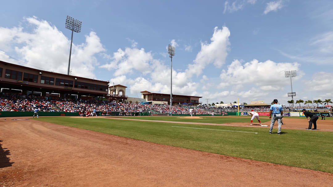 Mar 24, 2025; Clearwater, Florida, USA;  A general view of  BayCare Ballpark where the Philadelphia Phillies play the Tampa Bay Rays. Mandatory Credit: Kim Klement Neitzel-Imagn Images