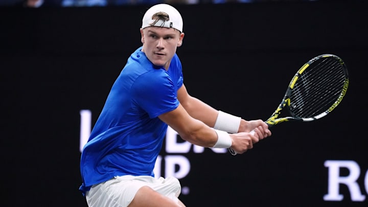 Holger Rune injured his Achilles tendon during the Stockholm Open in October. Holger Rune injured his Achilles tendon during the Stockholm Open in October.