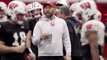 Wisconsin outside linebackers/special team coach Matt Mitchell is shown during spring football practice Thursday, April 3, 2025 in Madison, Wisconsin. Mark Hoffman/Milwaukee Journal Sentinel