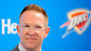 Thunder general manager Sam Presti speaks during an introductory press conference for the 2024 Thunder draft picks at Oklahoma Contemporary Arts Center in Oklahoma City on Saturday, June, 29, 2024.