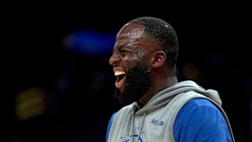 Dec 2, 2025; San Francisco, California, USA; Golden State Warriors forward Draymond Green (23) stands on the court before the start of the game against the Oklahoma City Thunder at the Chase Center. Mandatory Credit: Cary Edmondson-Imagn Images