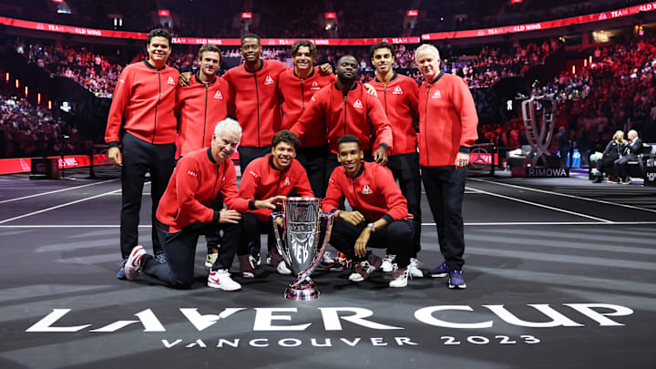 Team World with the 2023 Laver Cup trophy