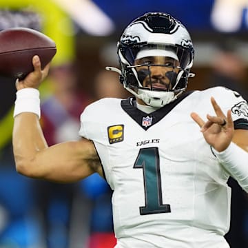 Jalen Hurts threw four picks in the Eagles’ loss to the Chargers. 