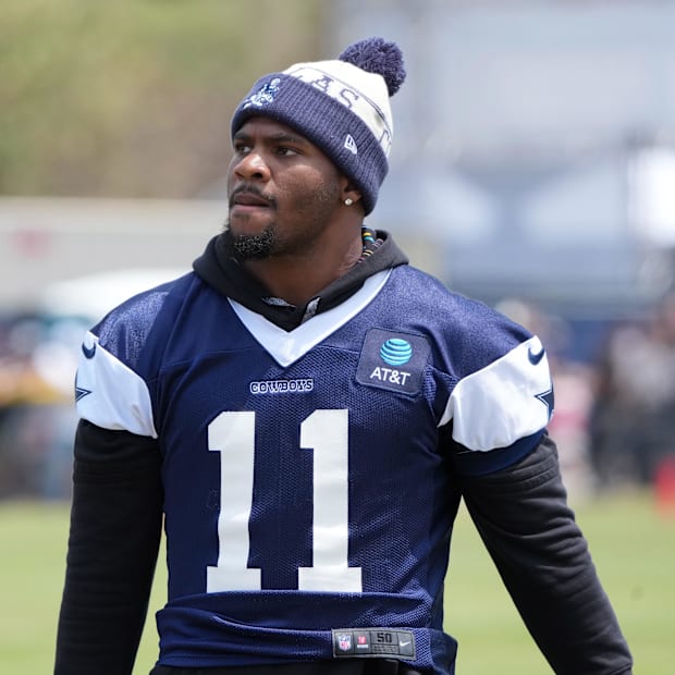 Dallas Cowboys defensive end Micah Parsons at training camp at the River Ridge Fields.