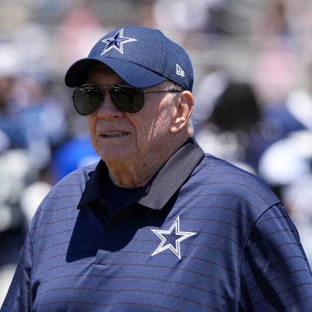 Dallas Cowboys owner Jerry Jones at training camp at the River Ridge Fields.