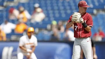 Alabama pitcher Chase Lee in an SEC Tournament game against Tennessee.