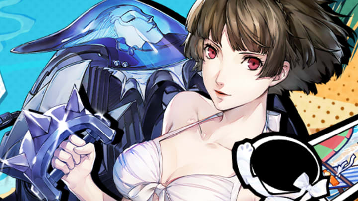 Makoto in a white swimsuit.