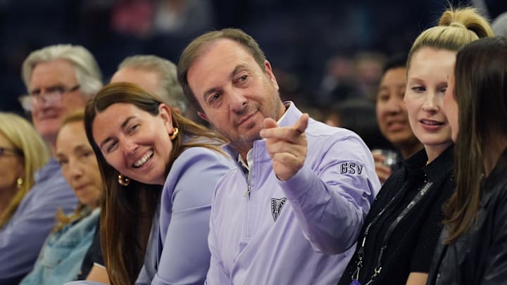Golden State Valkyries president Jess Smith and owner Joe Lacob.