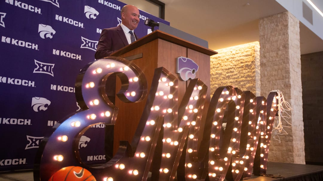 Casey Alexander is welcomed as the new head coach of the Kansas State men’s basketball team during a press conference at Bramlage Coliseum on Monday, March 16, 2026.