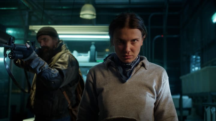 STRANGER THINGS. (L to R) David Harbour as Jim Hopper and Millie Bobby Brown as Eleven in STRANGER THINGS.