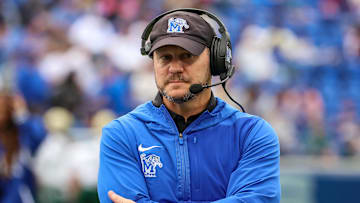 Oct 25, 2025; Memphis, Tennessee, USA; Memphis Tigers Head Coach Ryan Silverfield looks on during the second half against the South Florida Bulls at Simmons Bank Liberty Stadium. Mandatory Credit: Wesley Hale-Imagn Images