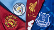 The Club Badges of the North West Premier League Clubs Everton, Liverpool, Manchester City and