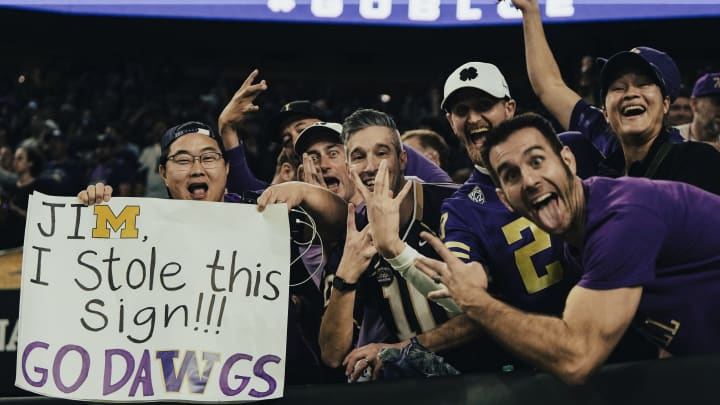 Husky fans enjoy themselves at the CFP national championship game.