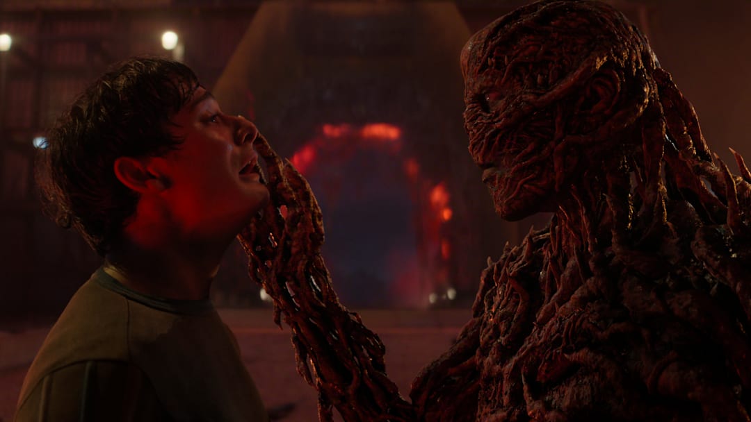 STRANGER THINGS: SEASON 5. Noah Schnapp as Will Byers and Jamie Campbell Bower as Vecna in Stranger Things: Season 5. Cr. COURTESY OF NETFLIX © 2025 STRANGER THINGS: SEASON 5. Noah Schnapp as Will Byers and Jamie Campbell Bower as Vecna in Stranger Things: Season 5. Cr. COURTESY OF NETFLIX © 2025