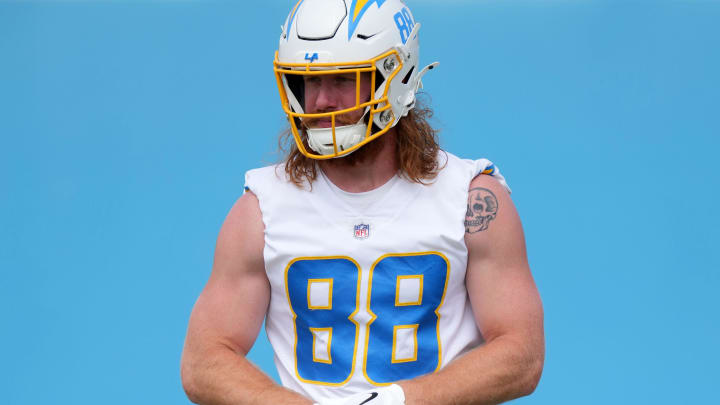 Jun 13, 2024; Costa Mesa, CA, USA; Los Angeles Chargers tight end Hayden Hurst (88) during minicamp at the Hoag Performance Center. Mandatory Credit: Kirby Lee-USA TODAY Sports