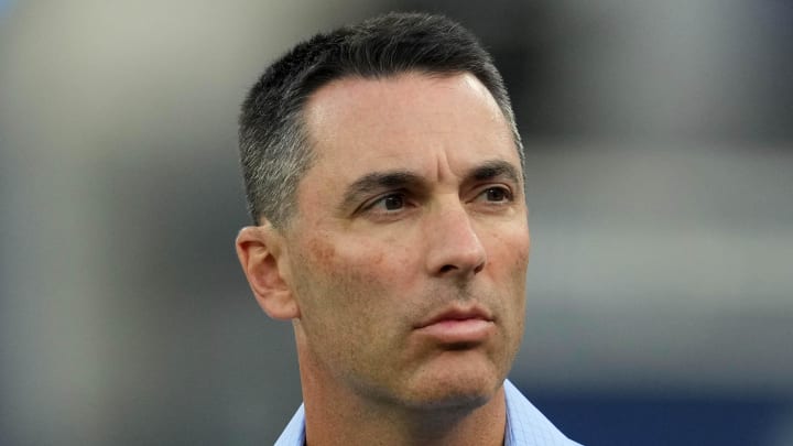 Aug 13, 2022; Inglewood, California, USA; Los Angeles Chargers general manager Tom Telesco watches during the game against the Los Angeles Rams at SoFi Stadium. Mandatory Credit: Kirby Lee-USA TODAY Sports