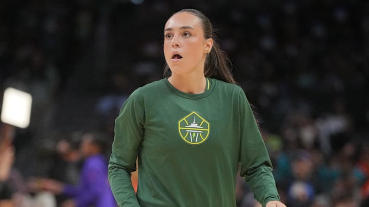 Seattle Storm guard Nika Muhl during the game against the LA Sparks at Crypto.com Arena. 