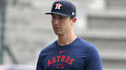 Apr 26, 2024; Mexico City, Mexico; Houston Astros pitching coach Bill Murphy during MLB Mexico City Series workout at Estadio Alfredo Harp Helu.